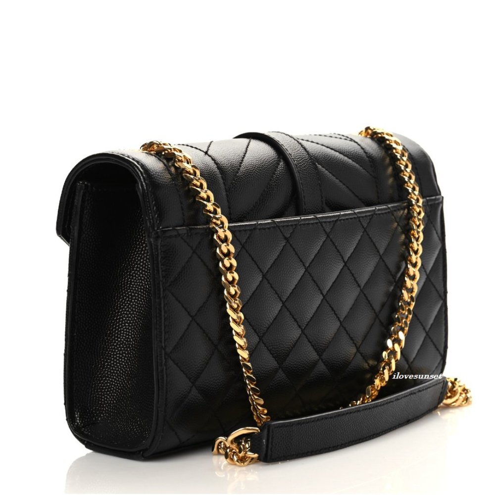 {SAINT LAURENT} YSL Grain De Poudre Tri-Quilt Small College Monogram Satchel - Picture 2 of 10